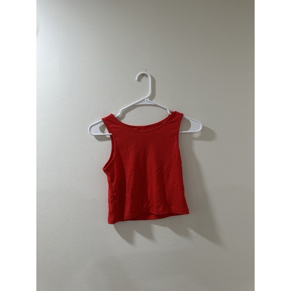 SHEIN Red Crop Tank Top Medium Scoop Neck Sleeveless Basic Summer Stretch